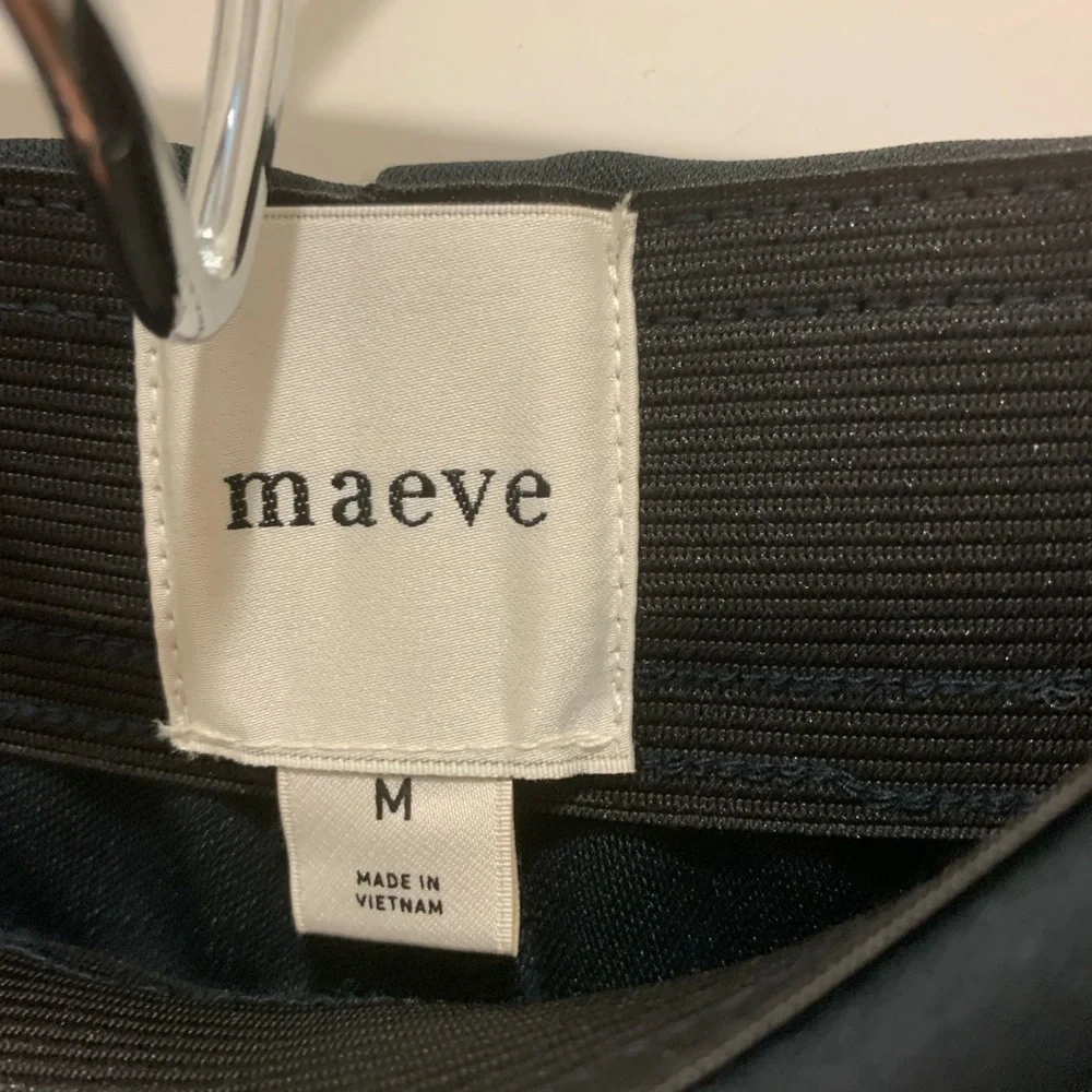 Maeve Anthropologie Fitted Side-Stripe Track Pants - Black / White - Size M - Picture 2 of 10